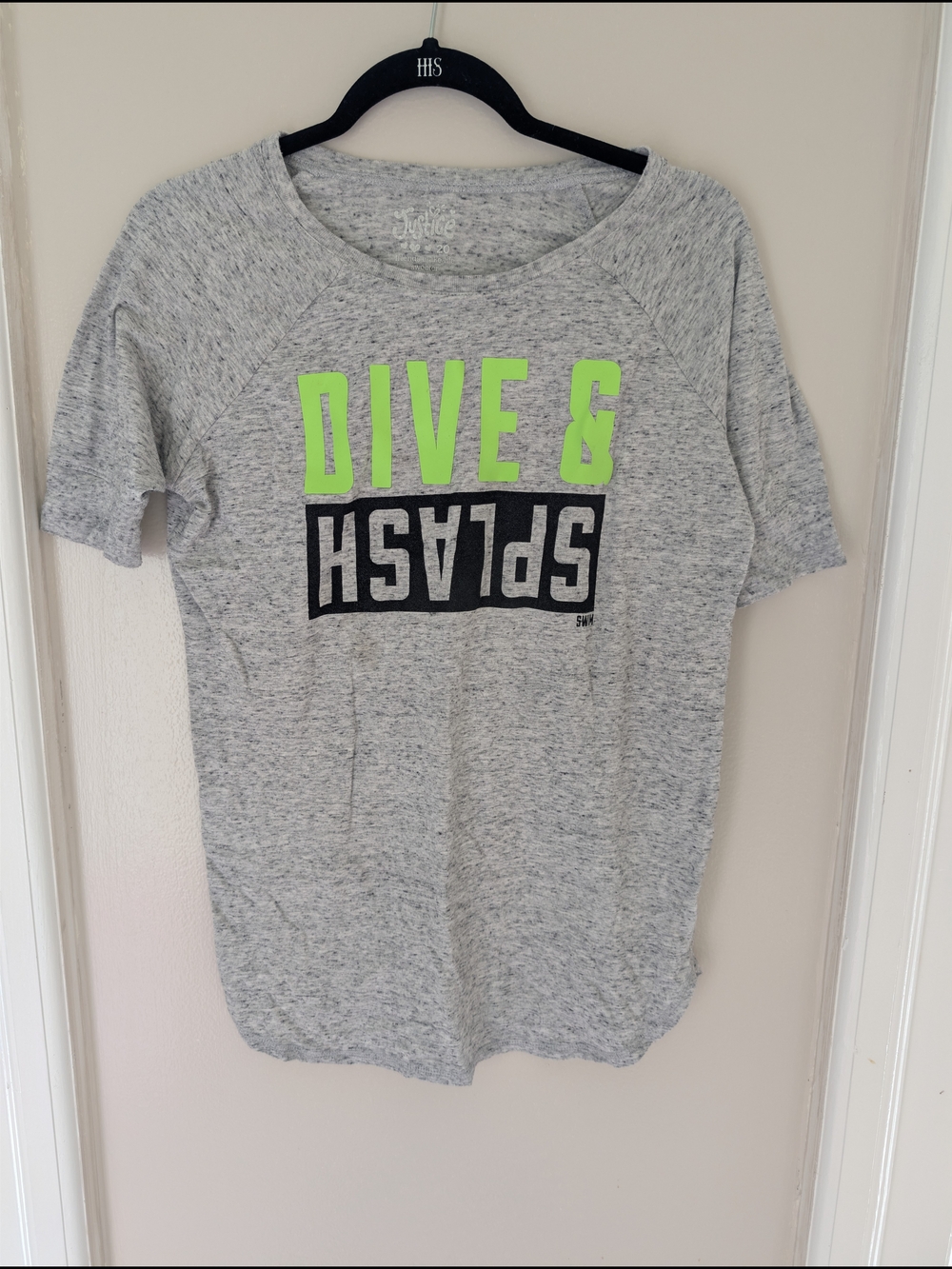 Justice Gray Tee with Silver Logo Print